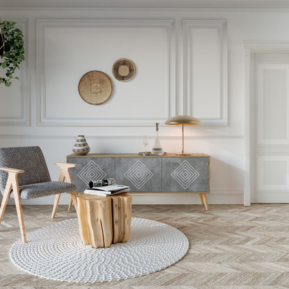 POLYGONAL ARTISTRY Mobile TV a 3 Ante in Effetto Rovere