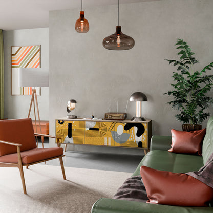Porta TV a 3 ante SHAPESHIFT SYMPHONY in effetto rovere