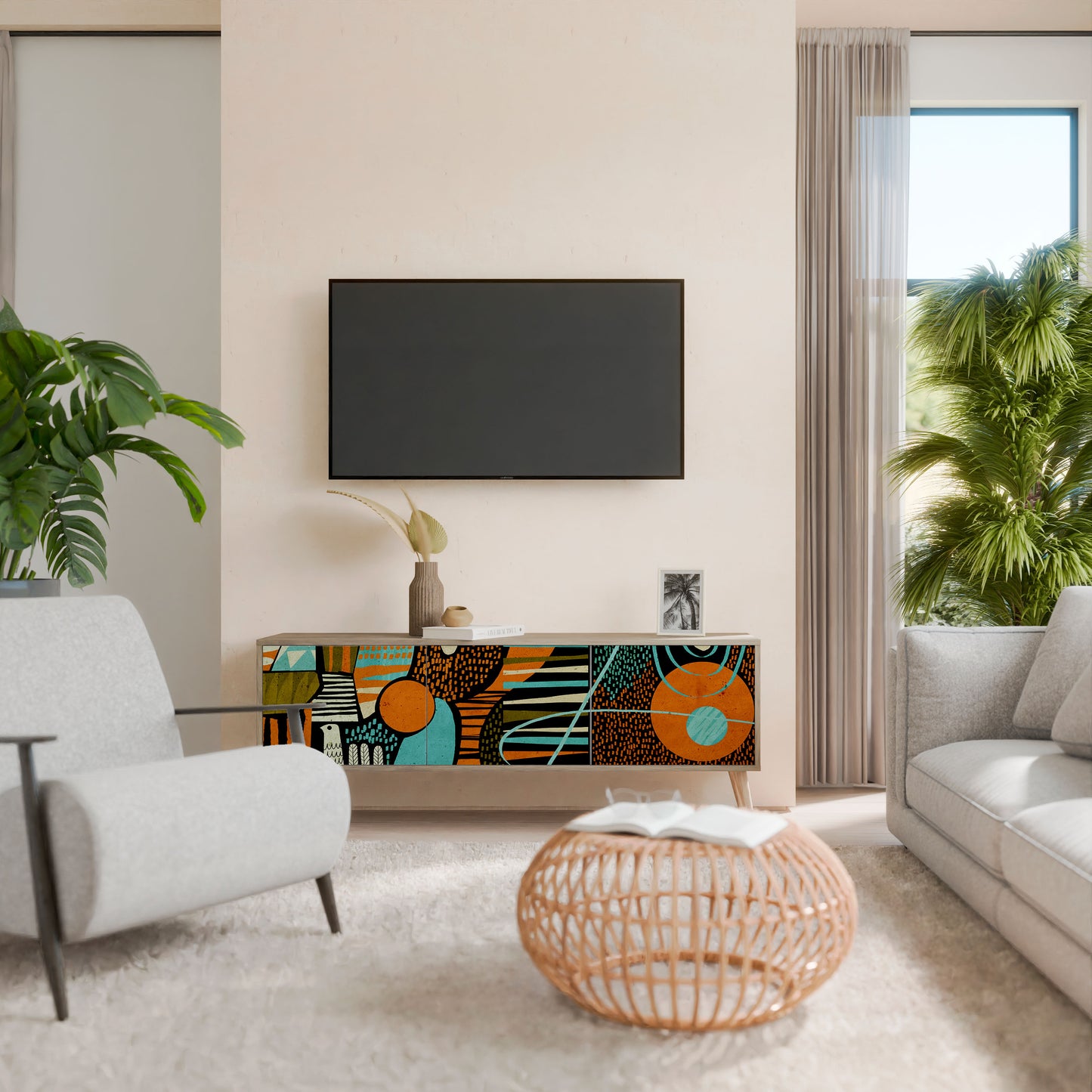 GEODE GLIMMER Mobile TV a 3 Ante in Effetto Rovere