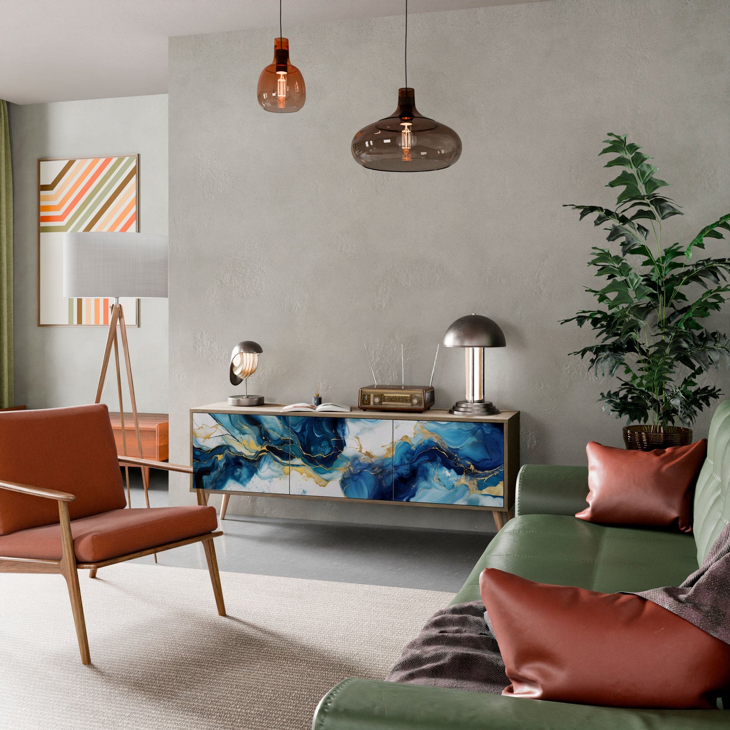 INKY MARBLE Mobile TV a 3 Ante in Effetto Rovere