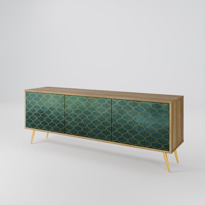 Mobile TV TESSELATED GREENERY a 3 ante in effetto rovere