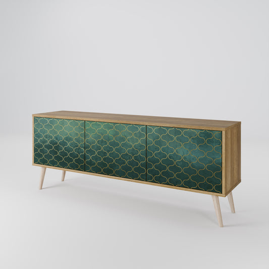 Mobile TV TESSELATED GREENERY a 3 ante in effetto rovere