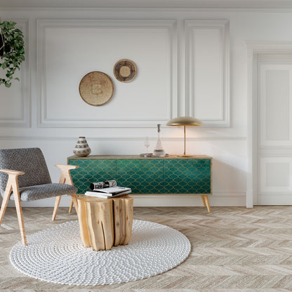 Mobile TV TESSELATED GREENERY a 3 ante in effetto rovere