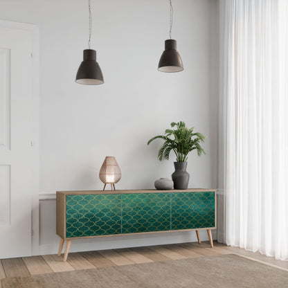Mobile TV TESSELATED GREENERY a 3 ante in effetto rovere