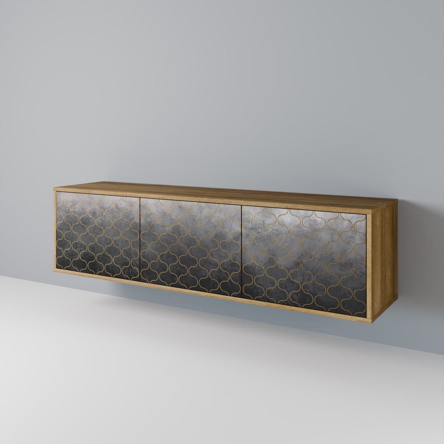 Mobile TV TESSELATED GRAYISH a 3 ante in effetto rovere