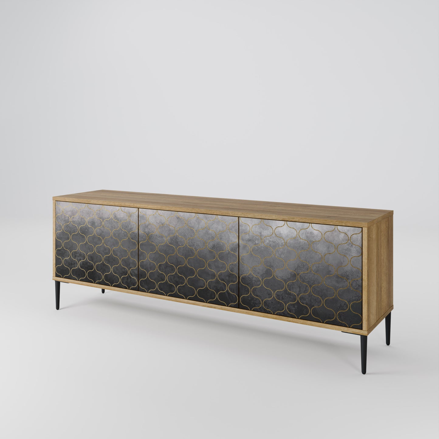 Mobile TV TESSELATED GRAYISH a 3 ante in effetto rovere