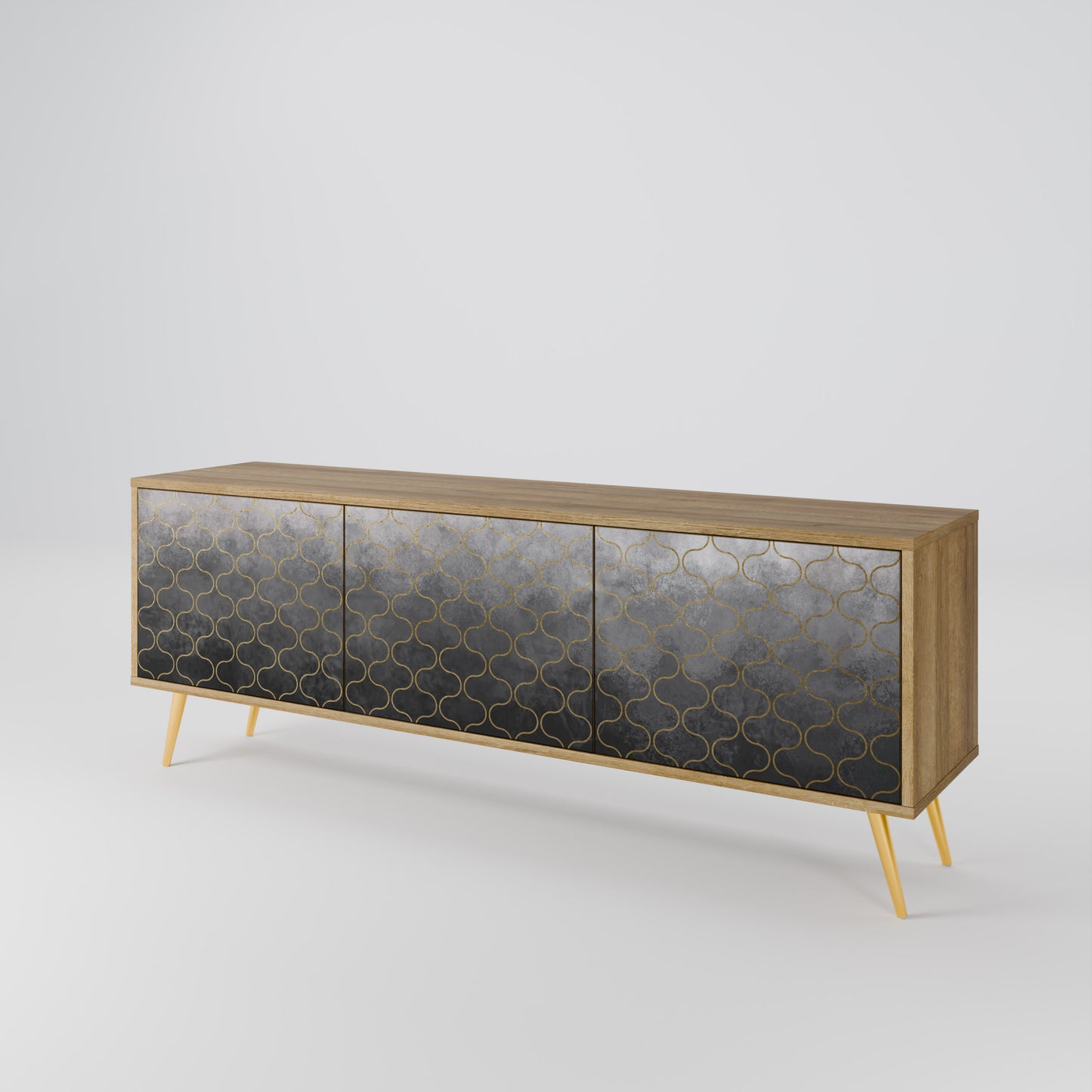 Mobile TV TESSELATED GRAYISH a 3 ante in effetto rovere