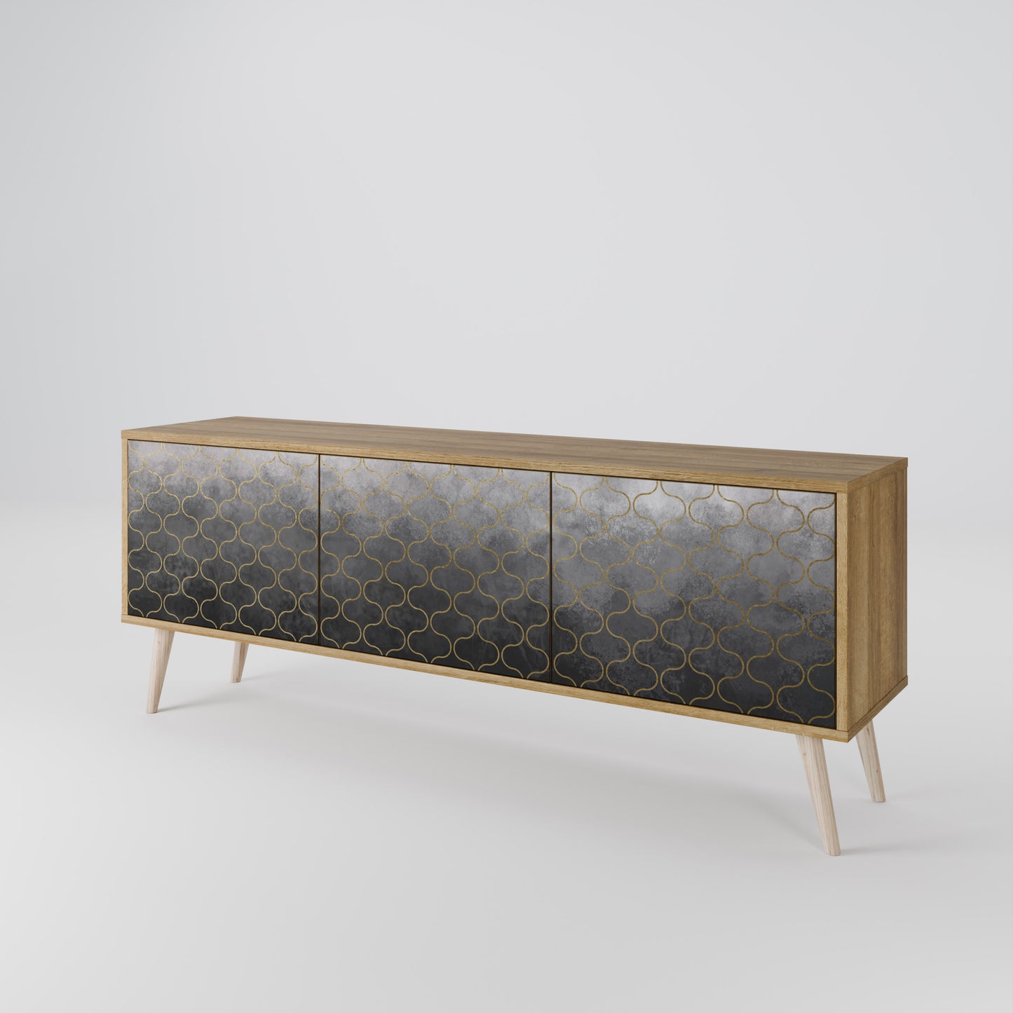 TESSELATED GRAYISH Mobile TV a 3 Ante in Effetto Rovere