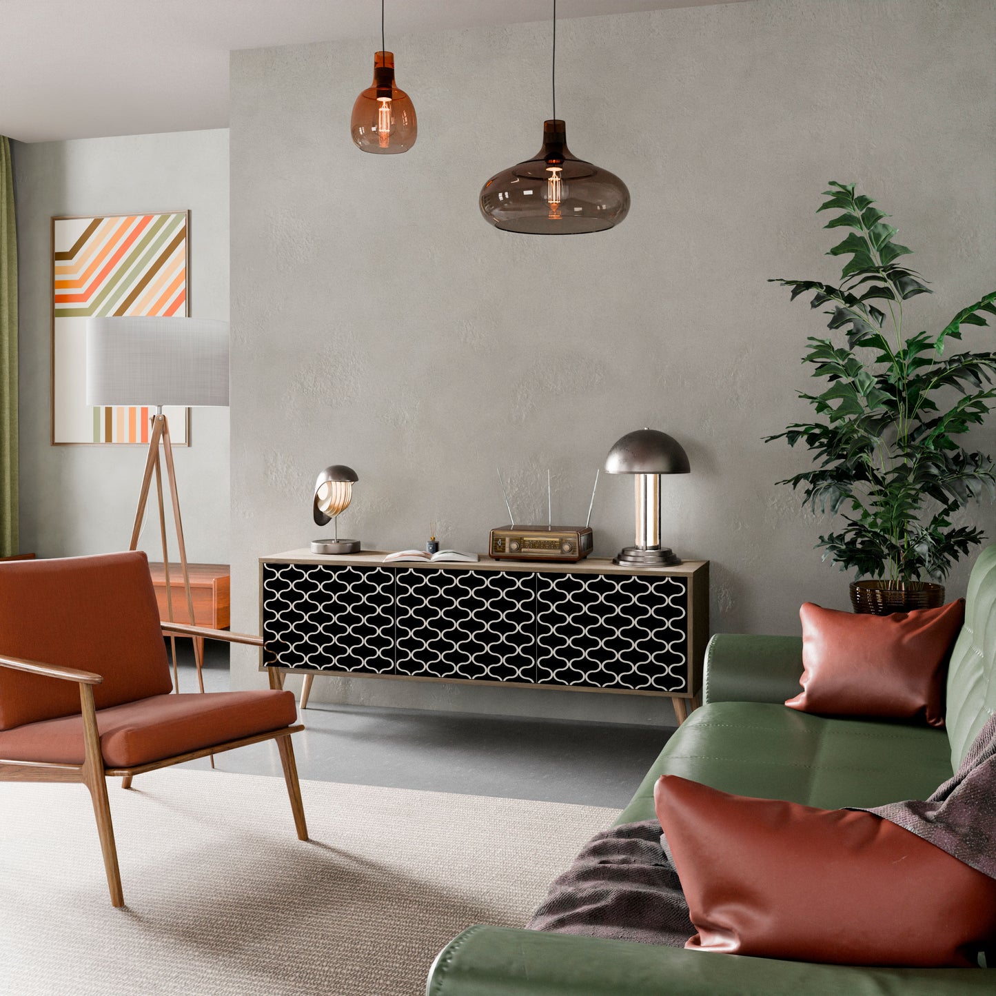 TESSELATED BLACKNESS Mobile TV a 3 Ante in Effetto Rovere