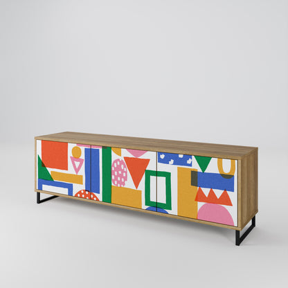 Mobile TV GEOMETRIC GLIMMER a 3 ante in effetto rovere