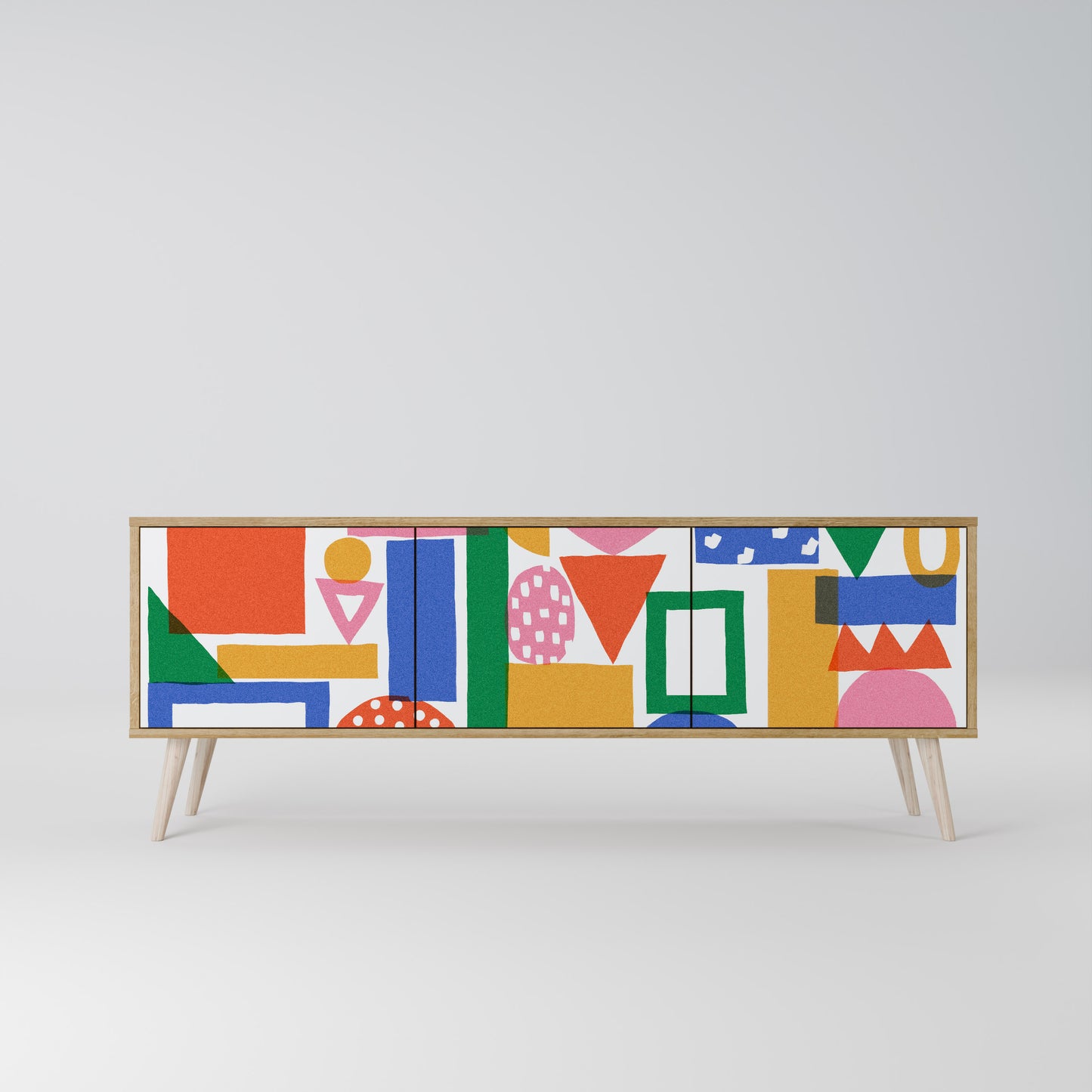 GEOMETRIC GLIMMER Mobile TV a 3 Ante in Effetto Rovere