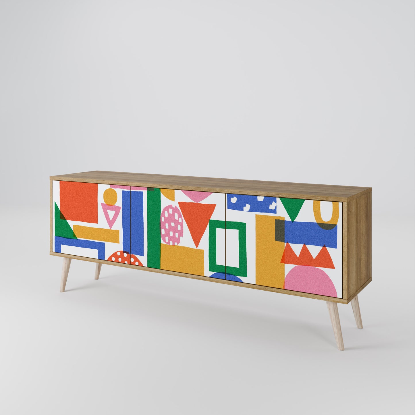 GEOMETRIC GLIMMER Mobile TV a 3 Ante in Effetto Rovere