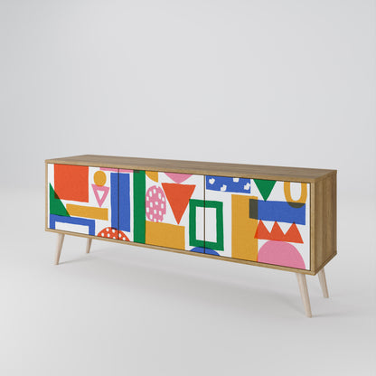 GEOMETRIC GLIMMER Mobile TV a 3 Ante in Effetto Rovere