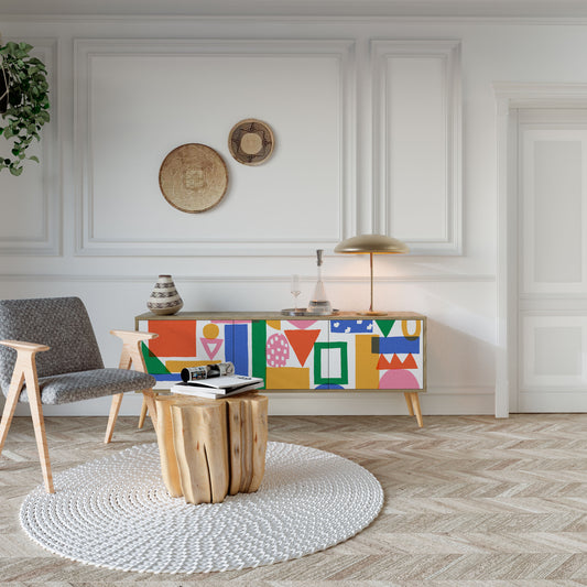 Mobile TV GEOMETRIC GLIMMER a 3 ante in effetto rovere