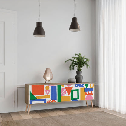 Mobile TV GEOMETRIC GLIMMER a 3 ante in effetto rovere