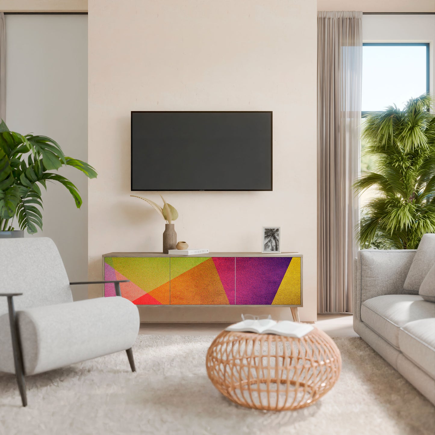 VIVID GEOMETRY Mobile TV a 3 Ante in Effetto Rovere