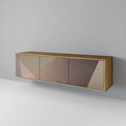 Mobile TV BEIGE GEOMETRY a 3 ante in effetto rovere
