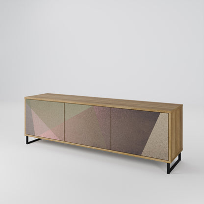 Mobile TV BEIGE GEOMETRY a 3 ante in effetto rovere