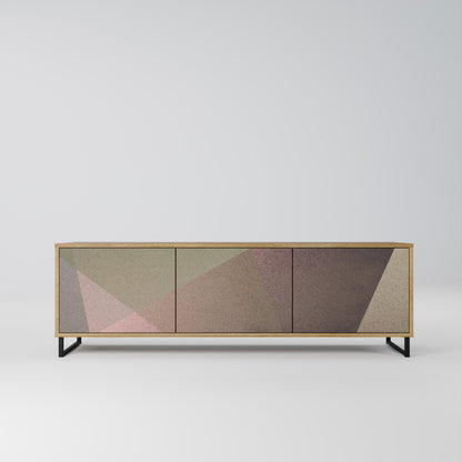 Mobile TV BEIGE GEOMETRY a 3 ante in effetto rovere