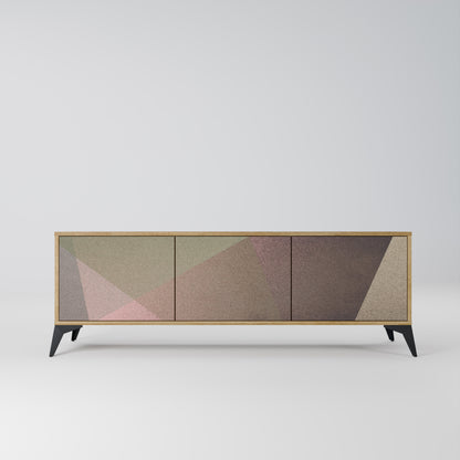 Mobile TV BEIGE GEOMETRY a 3 ante in effetto rovere