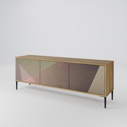 Mobile TV BEIGE GEOMETRY a 3 ante in effetto rovere