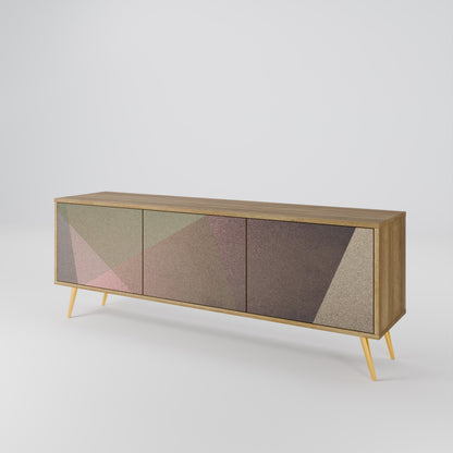 Mobile TV BEIGE GEOMETRY a 3 ante in effetto rovere