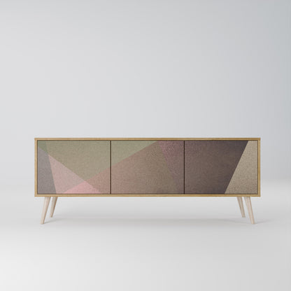 BEIGE GEOMETRY Mobile TV a 3 Ante in Effetto Rovere