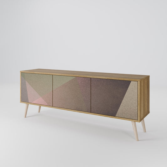 Mobile TV BEIGE GEOMETRY a 3 ante in effetto rovere