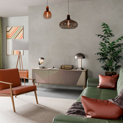 BEIGE GEOMETRY Mobile TV a 3 Ante in Effetto Rovere