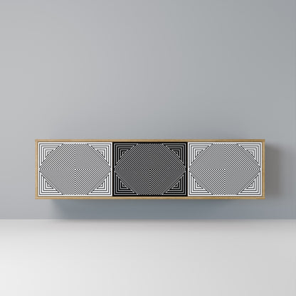 POLYGON ILLUSION 3-Door TV Stand in Oak Effect