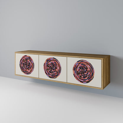Mobile TV BROWN CIRCLES a 3 ante effetto rovere