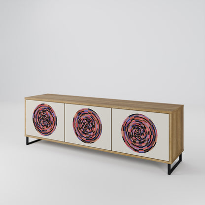 Mobile TV BROWN CIRCLES a 3 ante effetto rovere