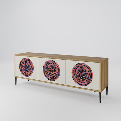 Mobile TV BROWN CIRCLES a 3 ante effetto rovere