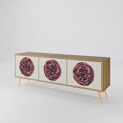 Mobile TV BROWN CIRCLES a 3 ante effetto rovere