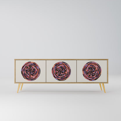 Mobile TV BROWN CIRCLES a 3 ante effetto rovere