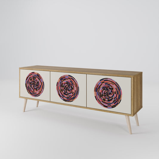 Mobile TV BROWN CIRCLES a 3 ante effetto rovere