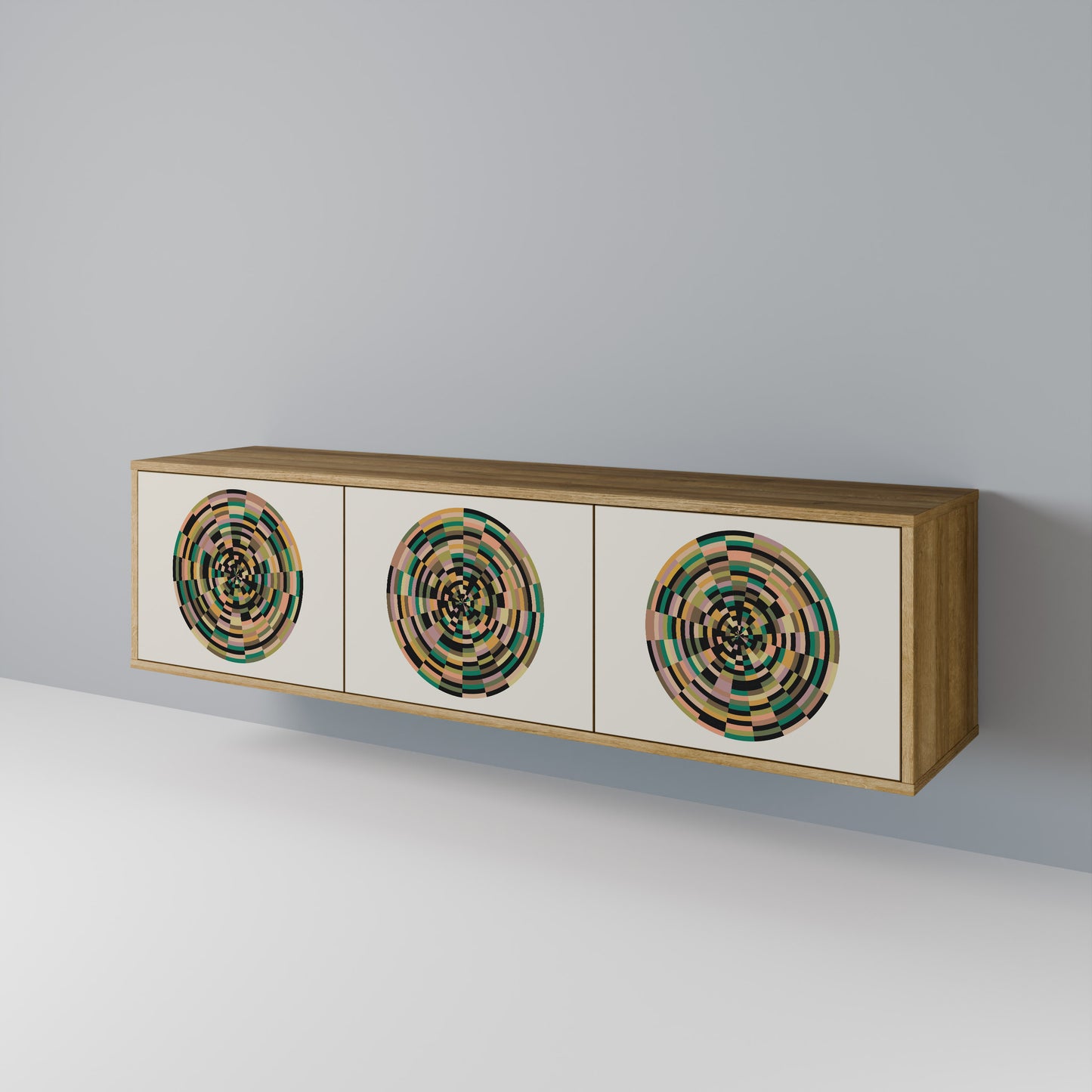 Mobile TV GREEN CIRCLES a 3 ante effetto rovere