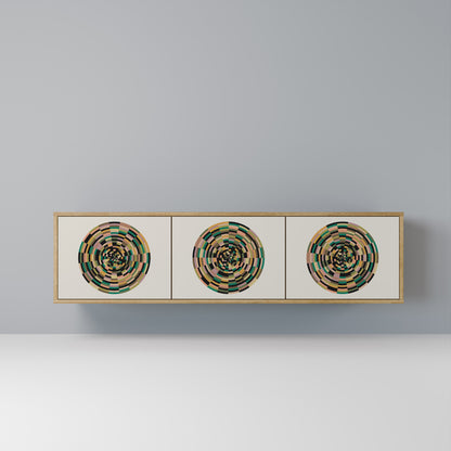 Mobile TV GREEN CIRCLES a 3 ante effetto rovere