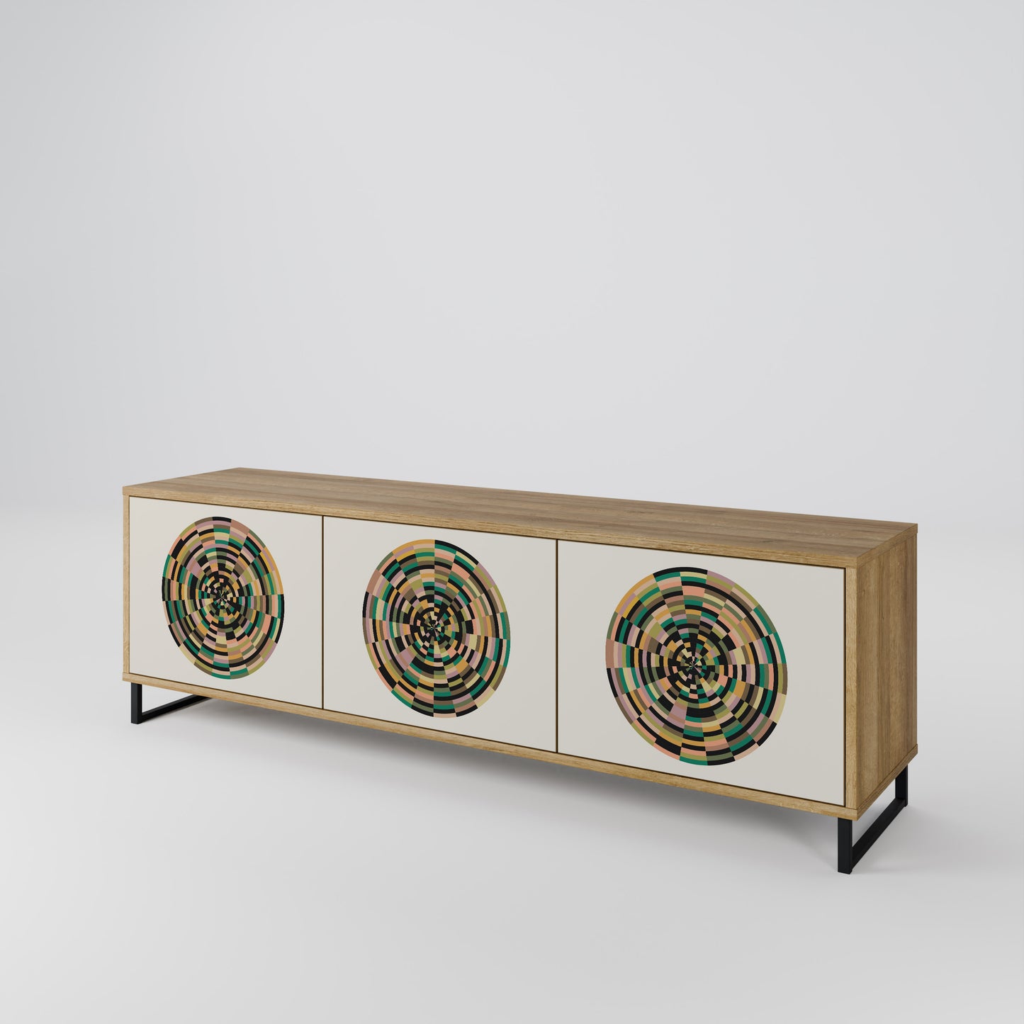 Mobile TV GREEN CIRCLES a 3 ante effetto rovere