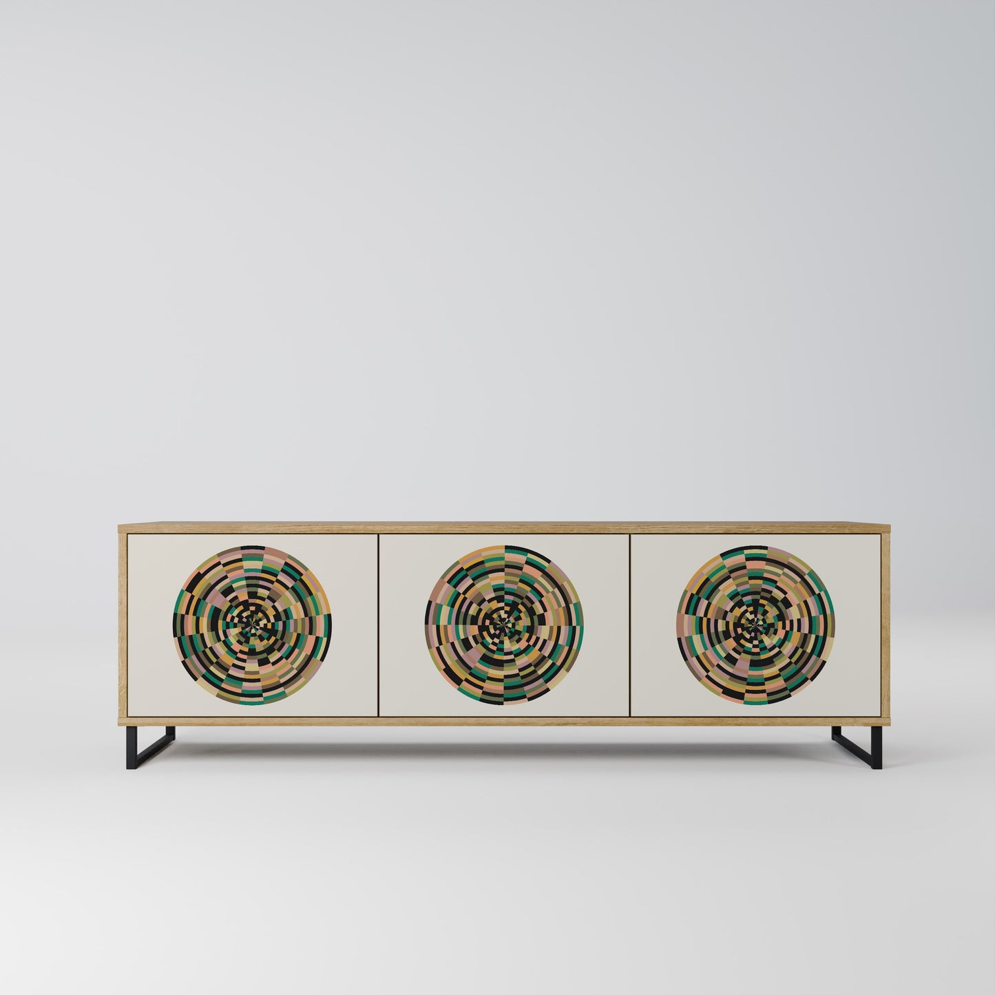 Mobile TV GREEN CIRCLES a 3 ante effetto rovere