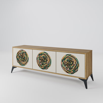 Mobile TV GREEN CIRCLES a 3 ante effetto rovere