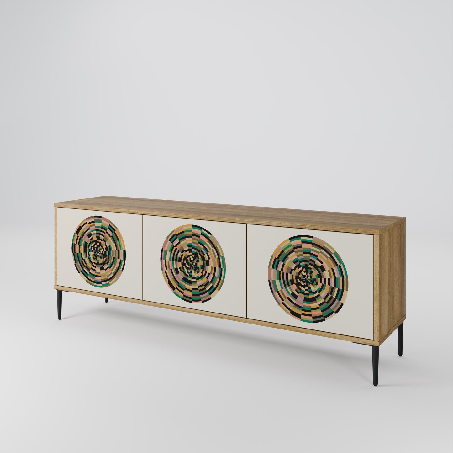 Mobile TV GREEN CIRCLES a 3 ante effetto rovere