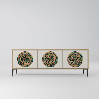 Mobile TV GREEN CIRCLES a 3 ante effetto rovere