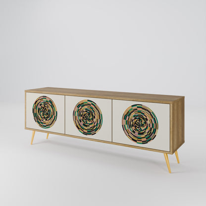 Mobile TV GREEN CIRCLES a 3 ante effetto rovere
