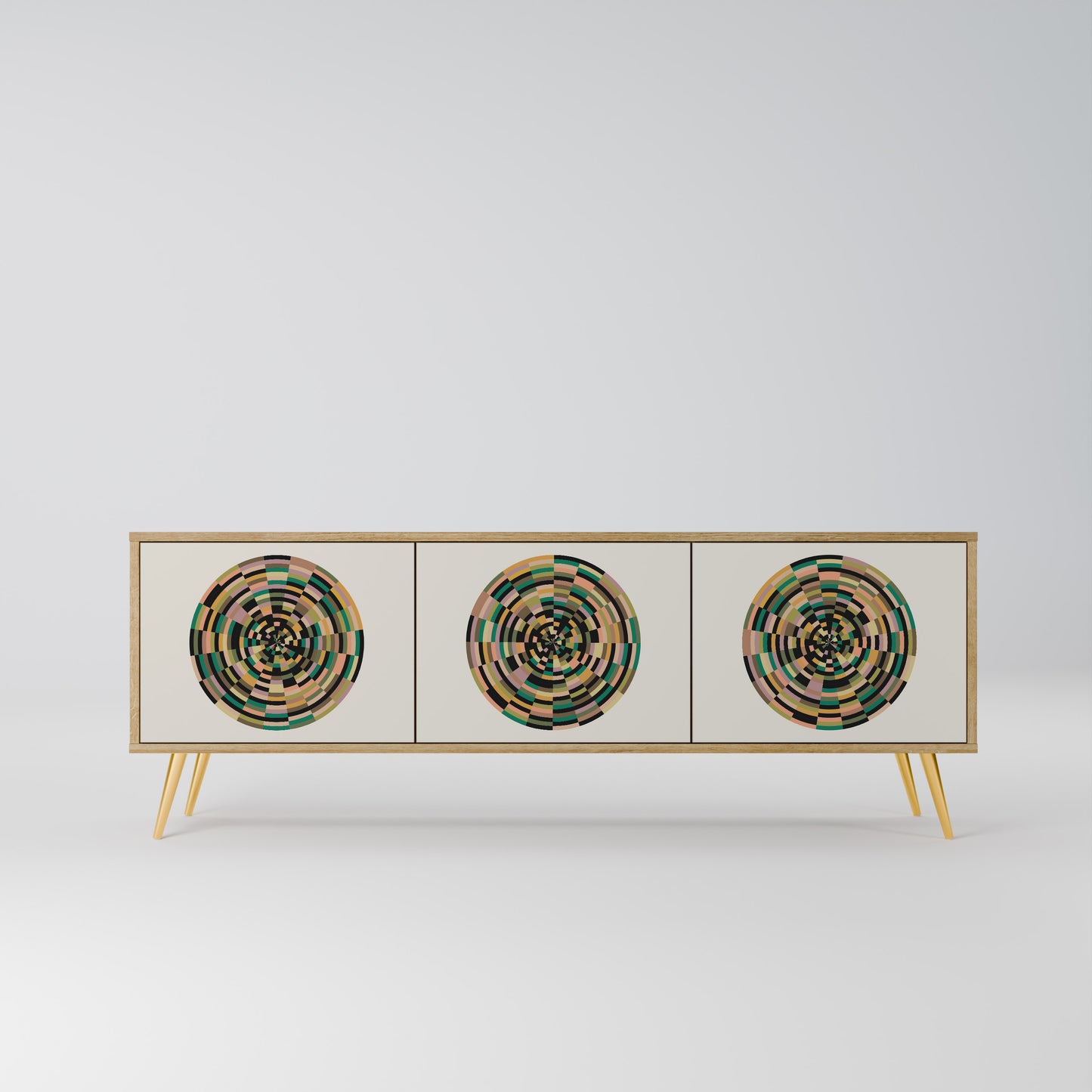 Mobile TV GREEN CIRCLES a 3 ante effetto rovere