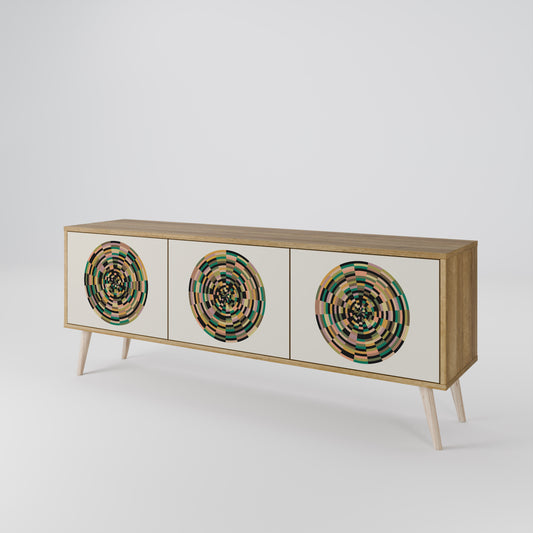 Mobile TV GREEN CIRCLES a 3 ante effetto rovere