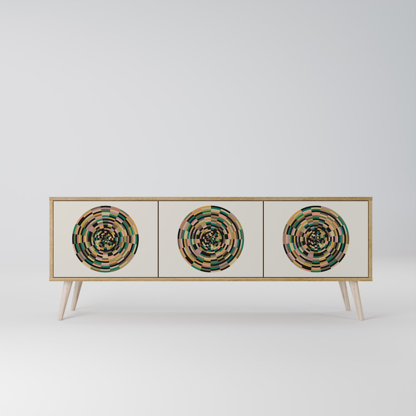 Mobile TV GREEN CIRCLES a 3 ante effetto rovere