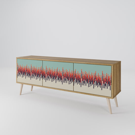 CHROMA CONTOURS Mobile TV a 3 ante in effetto rovere