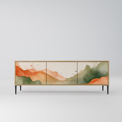 Porta TV a 3 ante WATERCOLOUR PEAKS in effetto rovere