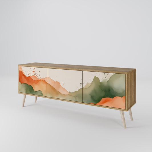 Porta TV a 3 ante WATERCOLOUR PEAKS in effetto rovere